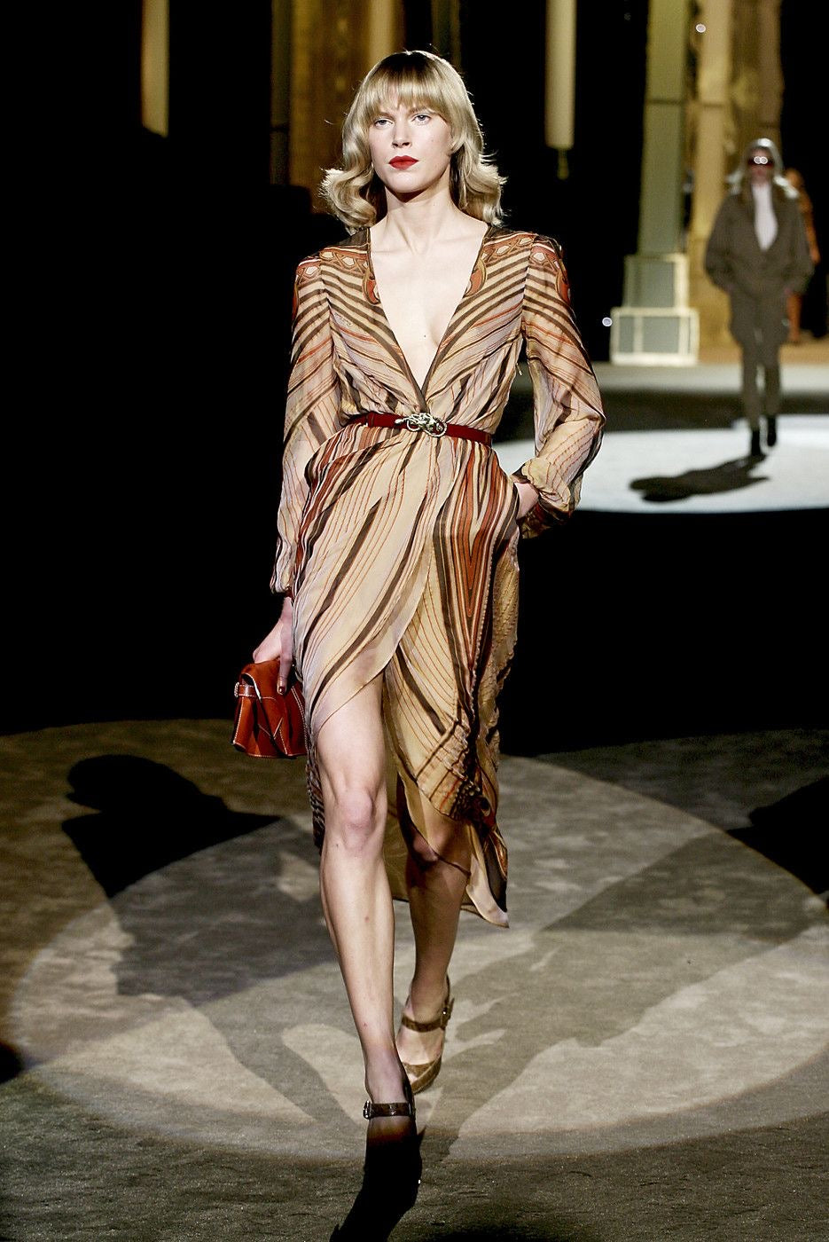 Roberto Cavalli Fall 2007 Runway Peacock-Print Silk Dress