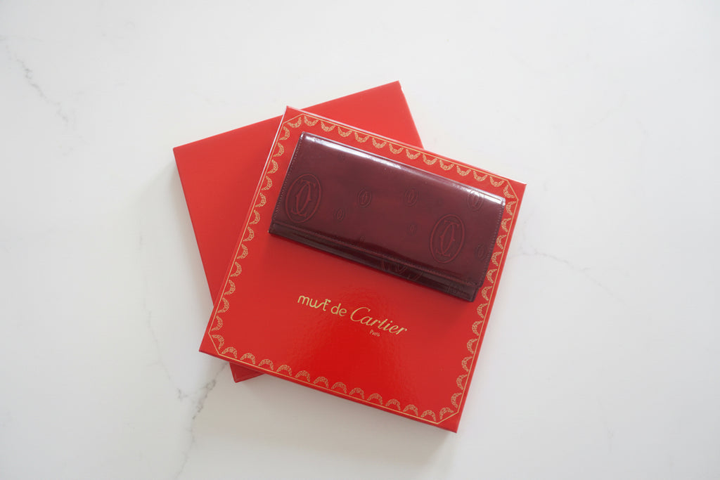 Cartier 'Happy Birthday' Collection Patent Leather Burgundy Wallet