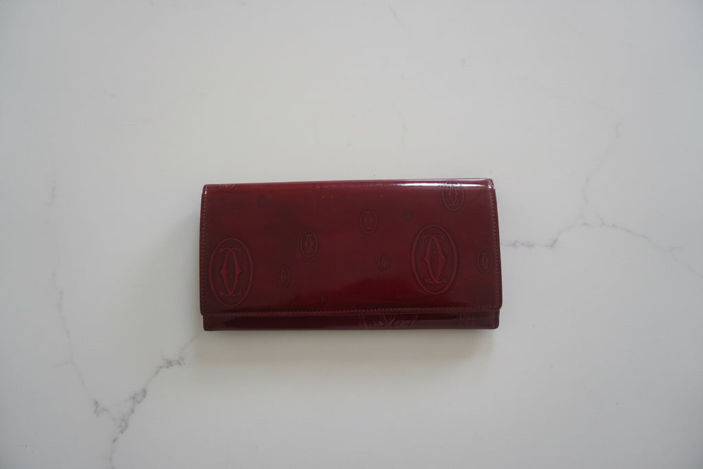 Cartier 'Happy Birthday' Collection Patent Leather Burgundy Wallet