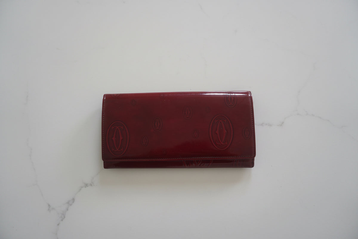 Cartier 'Happy Birthday' Collection Patent Leather Burgundy Wallet