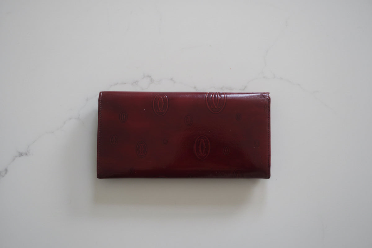 Cartier 'Happy Birthday' Collection Patent Leather Burgundy Wallet