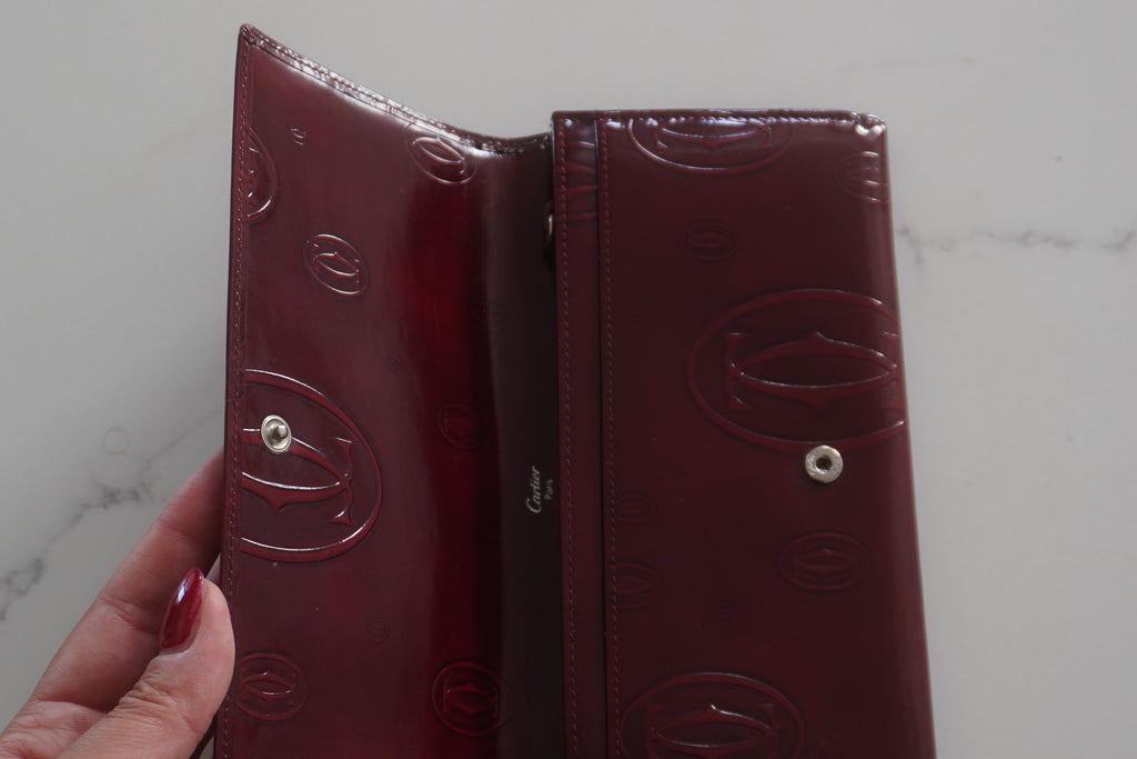 Cartier 'Happy Birthday' Collection Patent Leather Burgundy Wallet