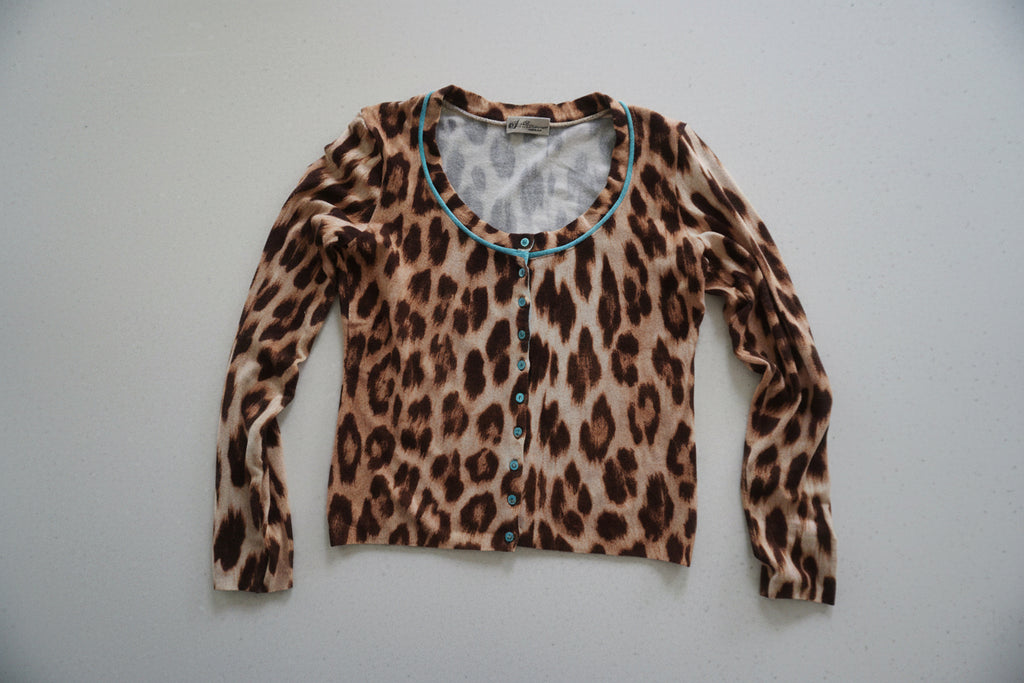Blumarine Leopard-Print Cotton Cardigan