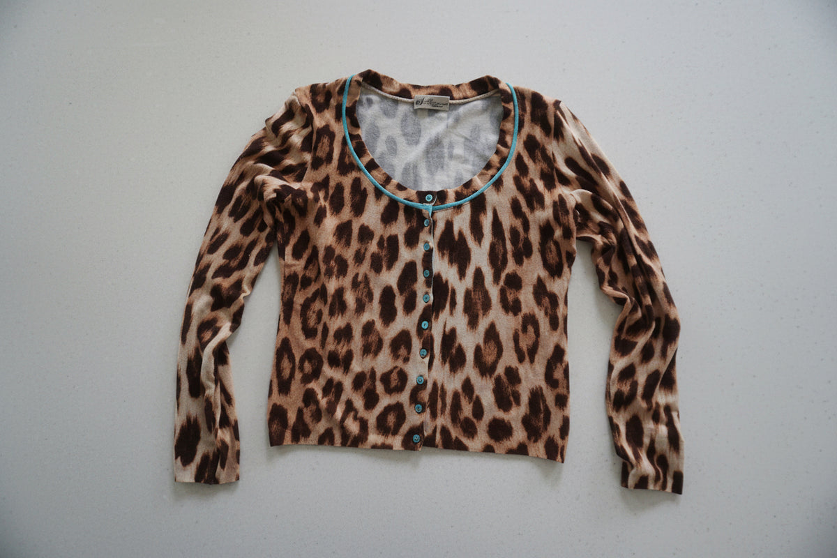 Blumarine Leopard-Print Cotton Cardigan