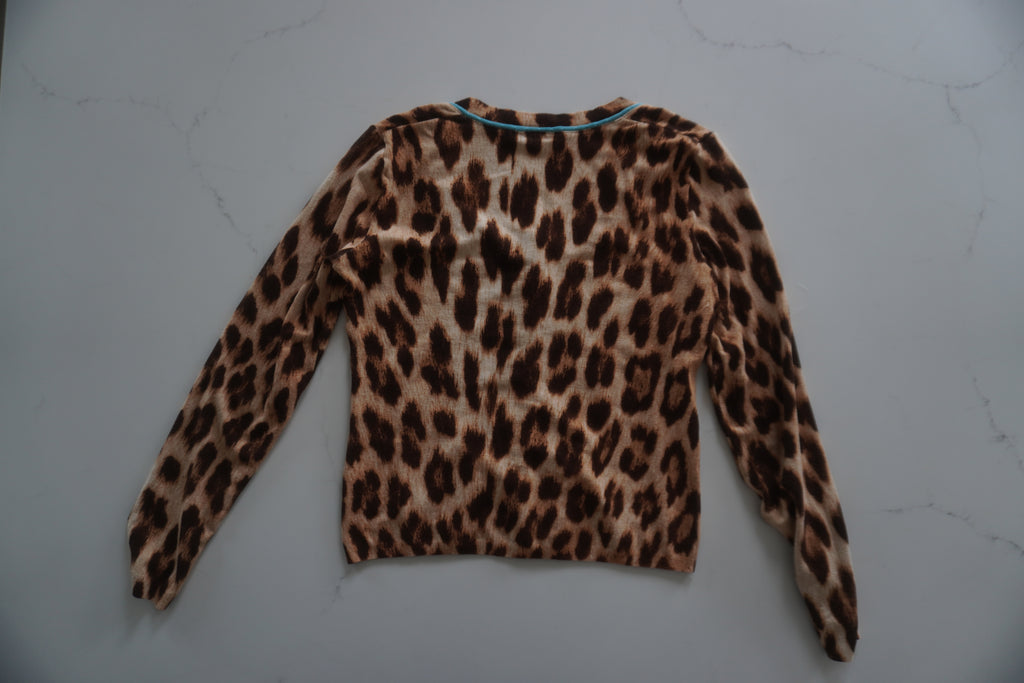 Blumarine Leopard-Print Cotton Cardigan