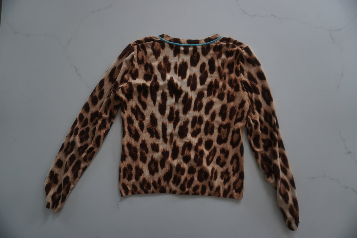 Blumarine Leopard-Print Cotton Cardigan