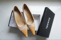Chanel Suede & Lizard-Embossed Toe-Cap Pumps
