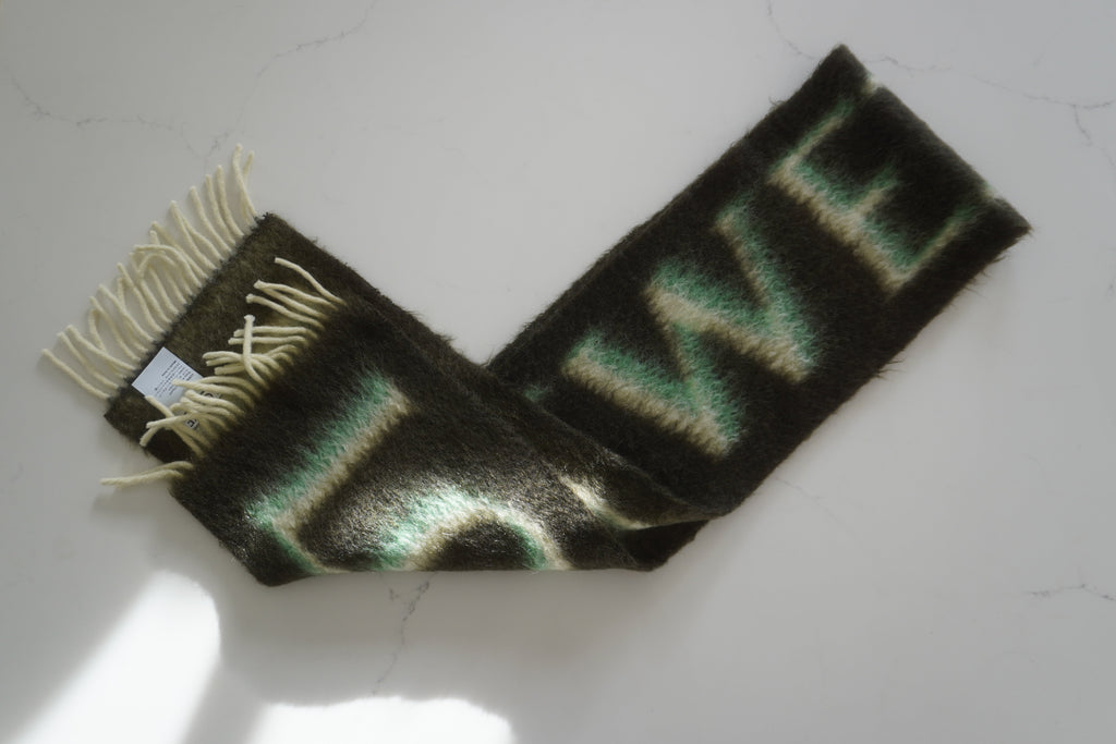 Loewe Mirror-Effect Logo Mohair & Wool Green Scarf