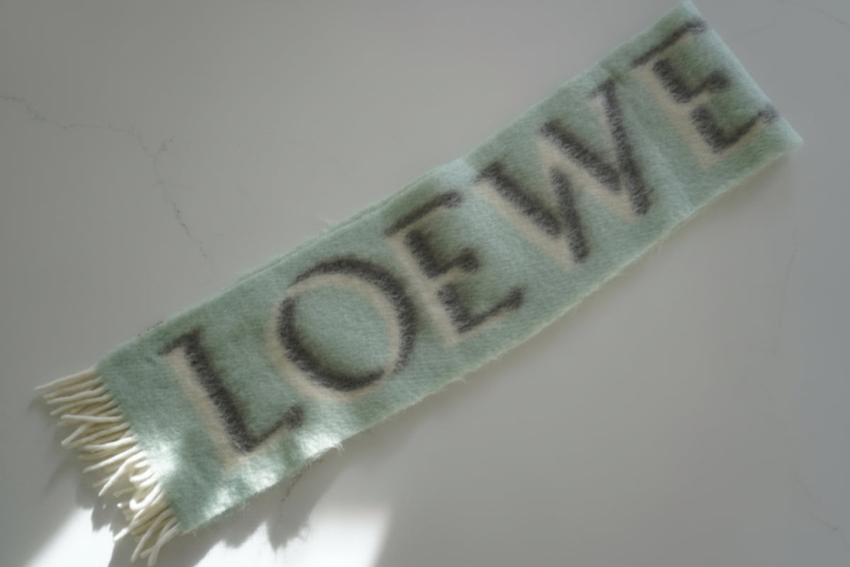 Loewe Logo-Print Mohair & Wool Mint Scarf