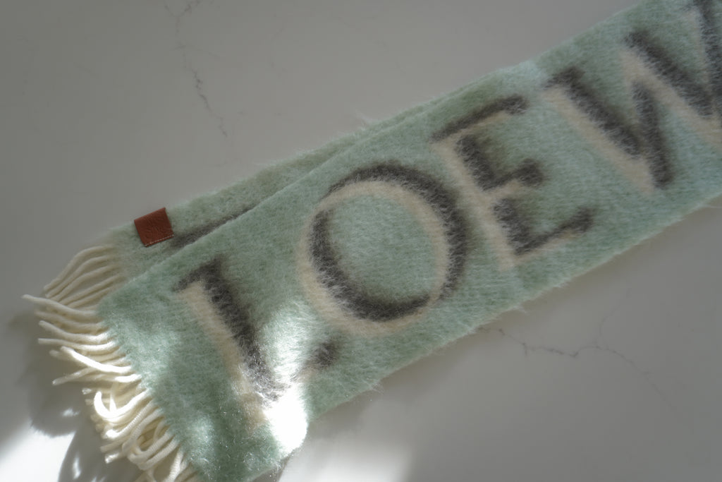 Loewe Logo-Print Mohair & Wool Mint Scarf