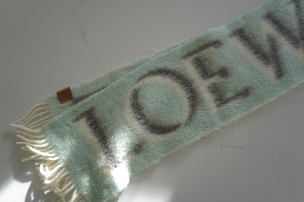 Loewe Logo-Print Mohair & Wool Mint Scarf