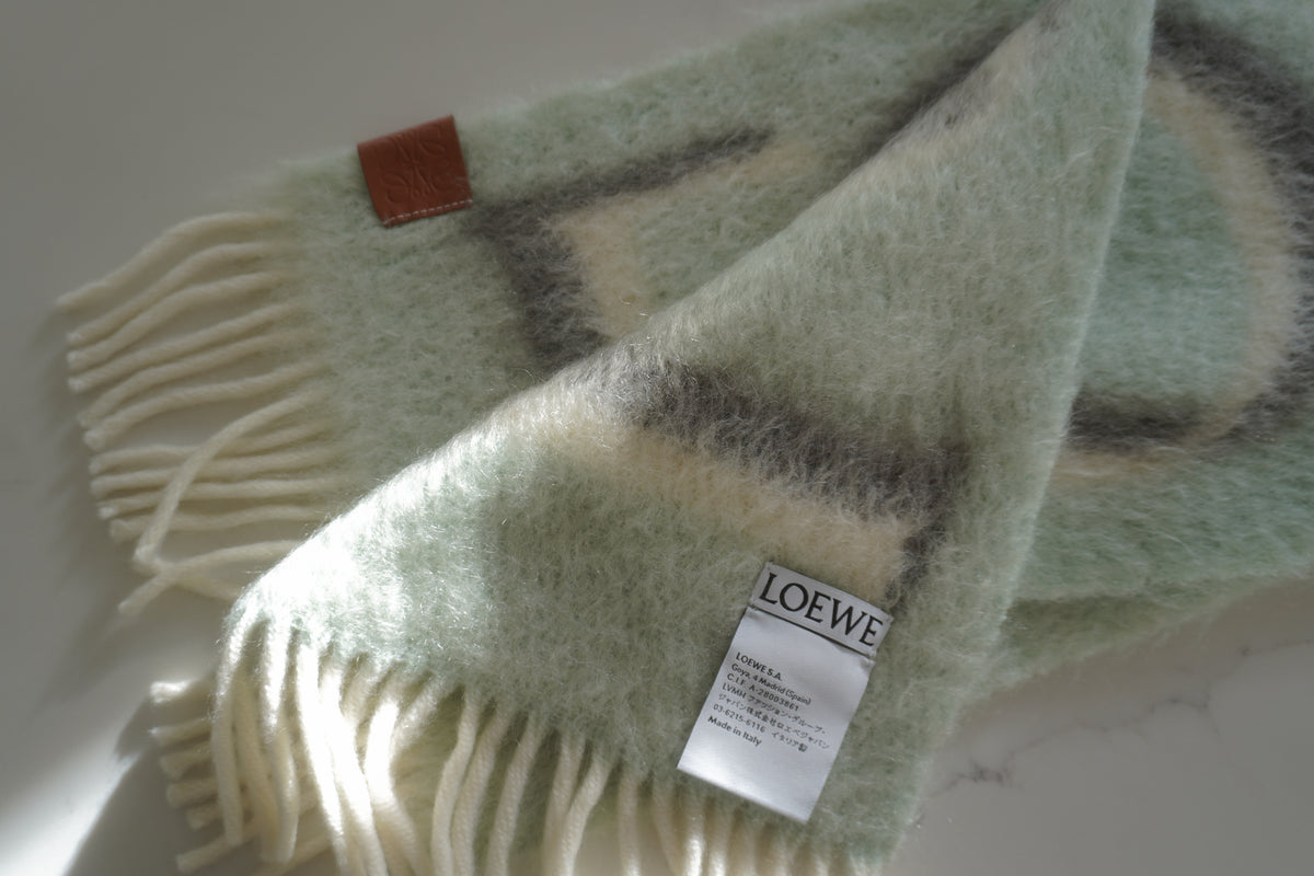Loewe Logo-Print Mohair & Wool Mint Scarf