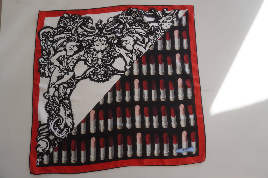 Prada Archival Lipstick-Print Silk Scarf