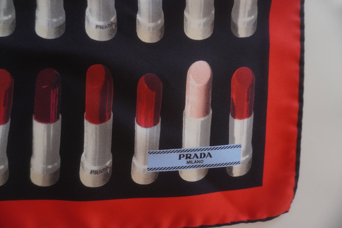 Prada Archival Lipstick-Print Silk Scarf