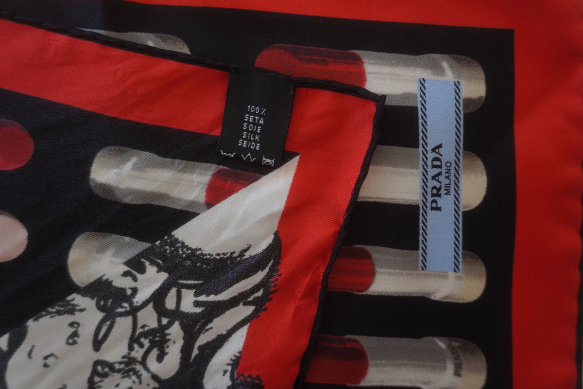 Prada Archival Lipstick-Print Silk Scarf