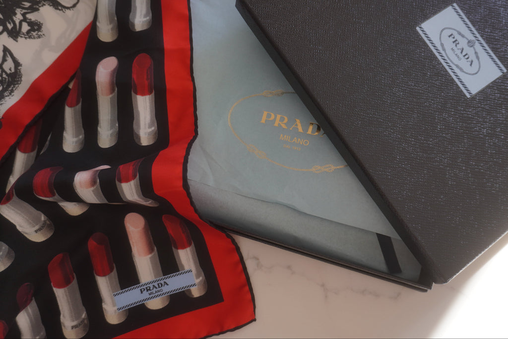Prada Archival Lipstick-Print Silk Scarf