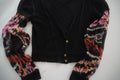 Just Cavalli Floral-Print Chiffon Sleeve Cropped Knit Cardigan
