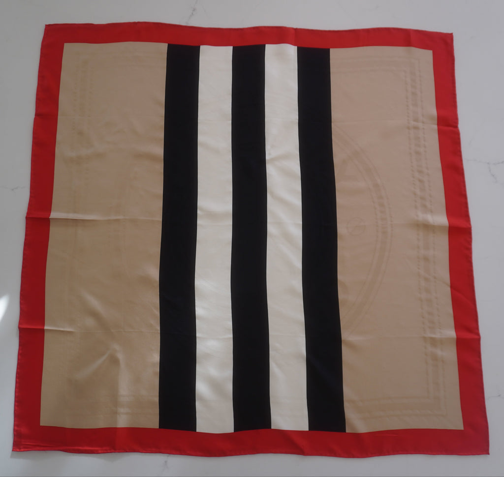 Burberry Archive Monogram and Icon Stripe Silk Scarf