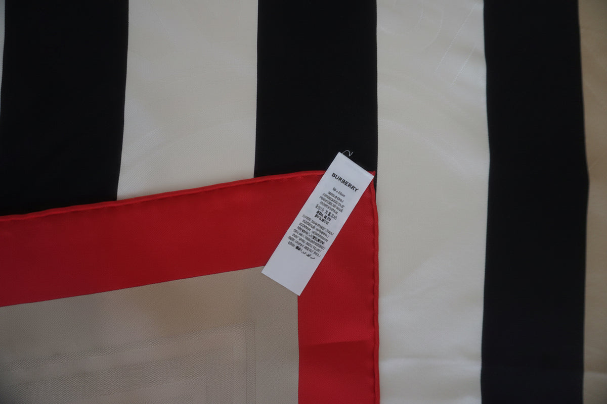 Burberry Archive Monogram and Icon Stripe Silk Scarf
