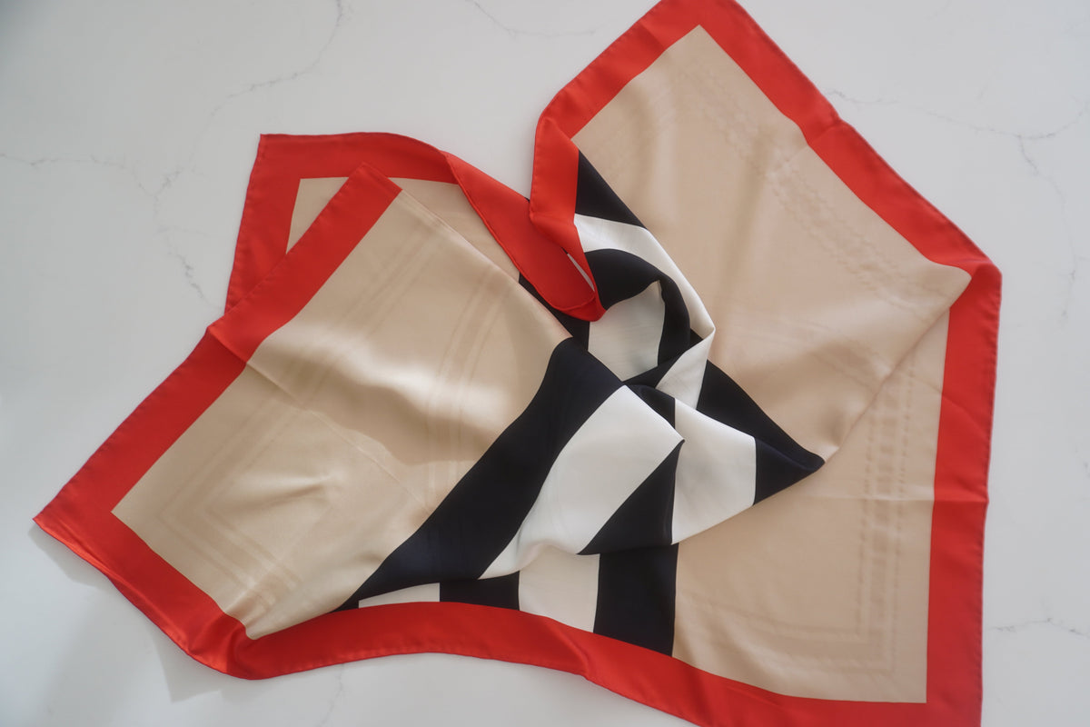 Burberry Archive Monogram and Icon Stripe Silk Scarf