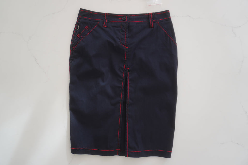 Moschino Contrast-Stitch Utility Pencil Skirt