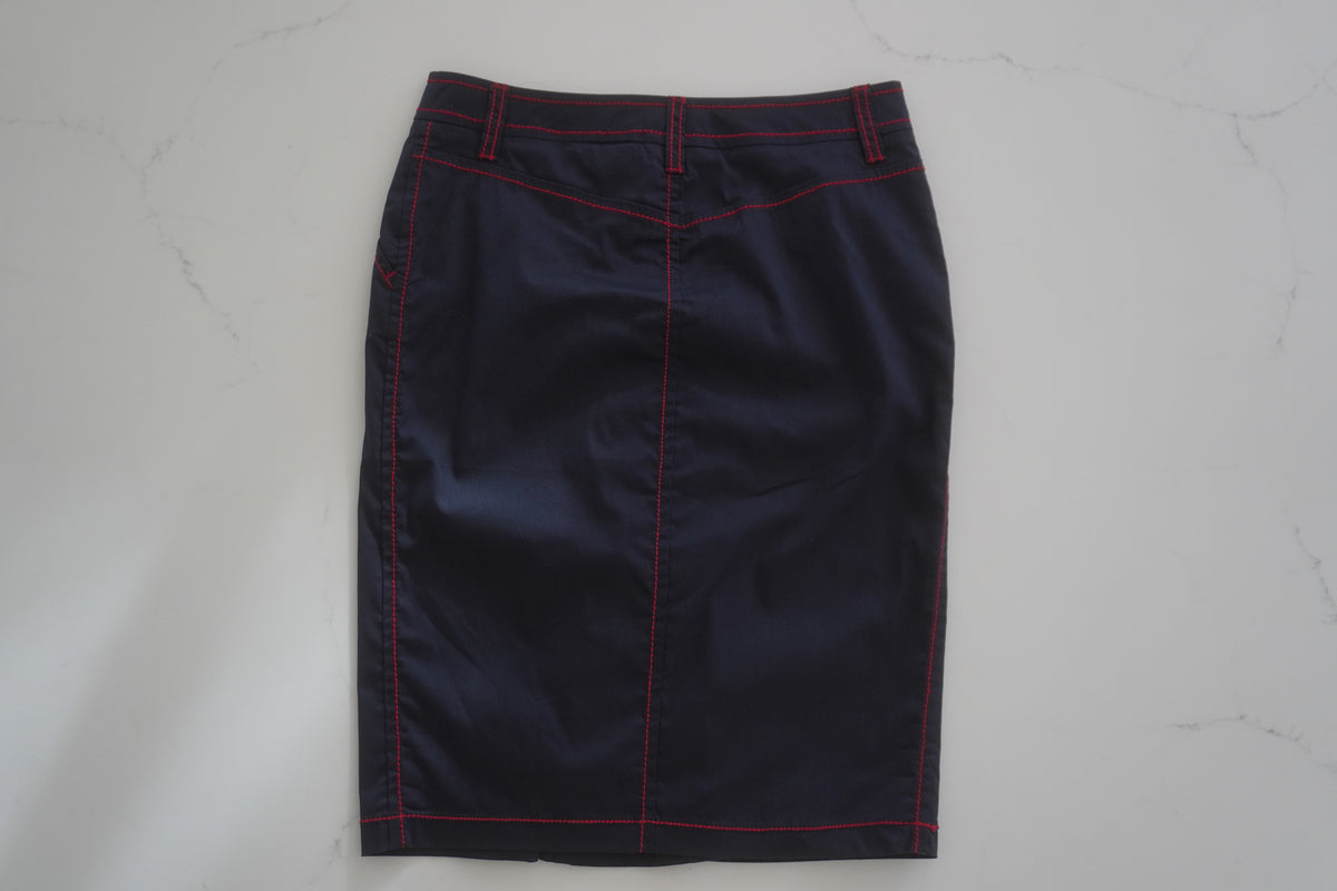 Moschino Contrast-Stitch Utility Pencil Skirt
